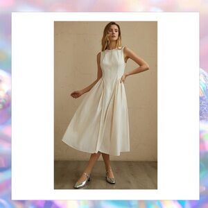 Commense Sleeveless Pockets Pleated Midi Dress Maxi Dress Size Medium NWT